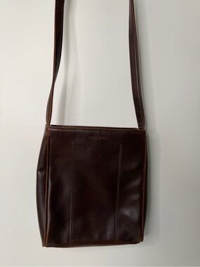 Nine West Vintage Brown vegan Leather Crossbody messenger Bag Minimalist Y2K